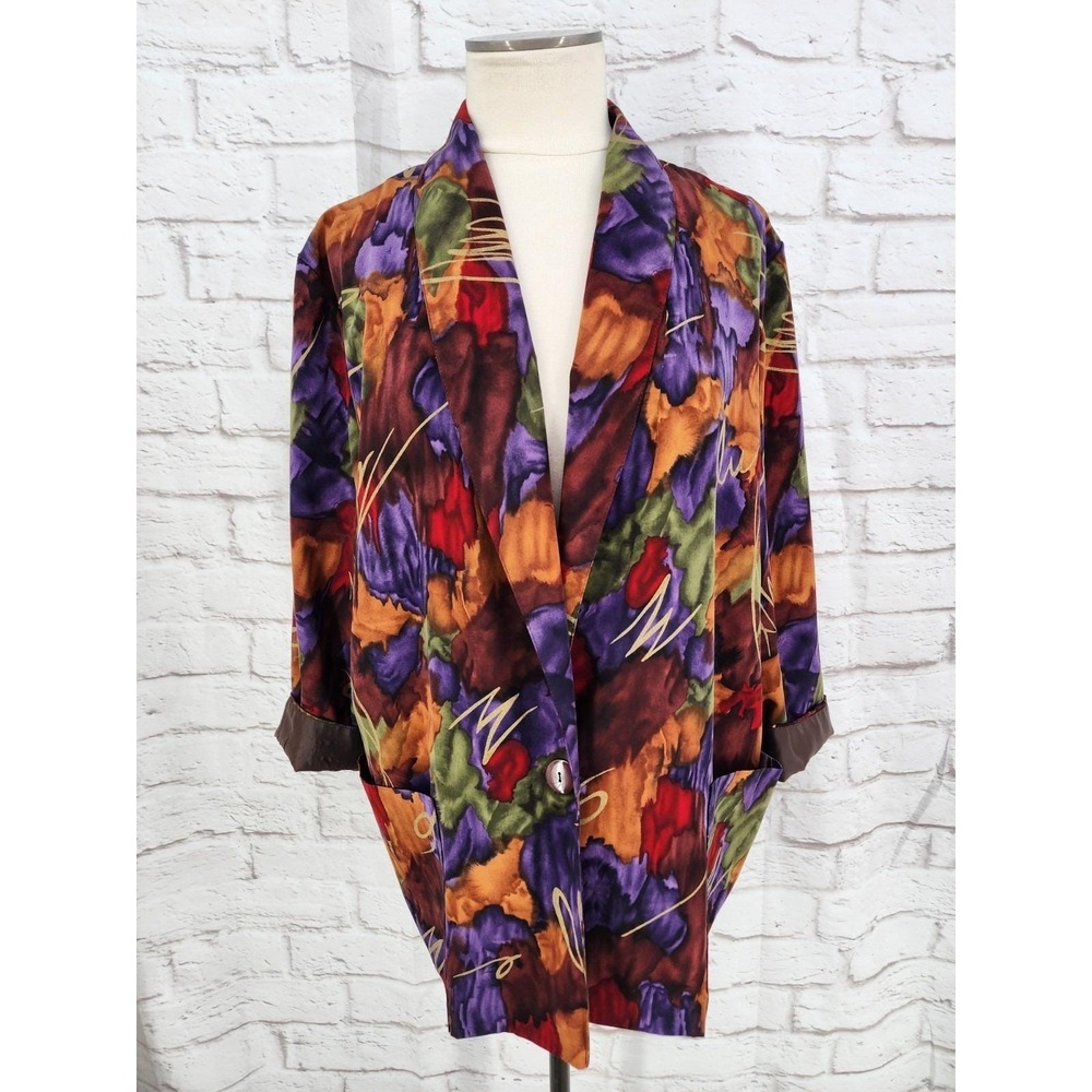Vintage Longline Blazer Artsy Wacky Maximalist Colorful Art Teacher Size Large